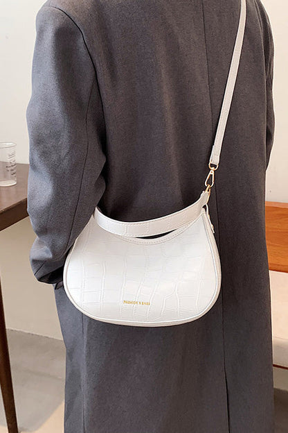 Black Croc Mini Hobo Bag