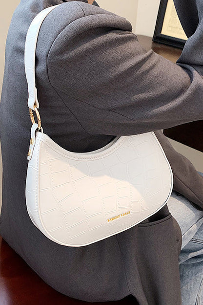 Black Croc Mini Hobo Bag