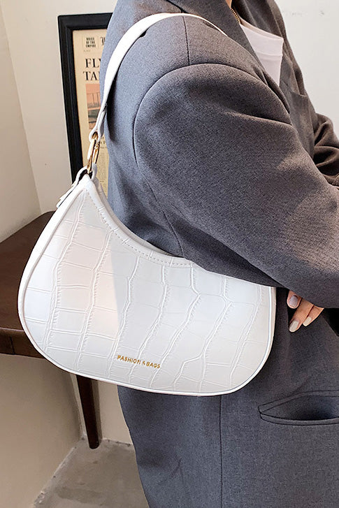 Black Croc Mini Hobo Bag