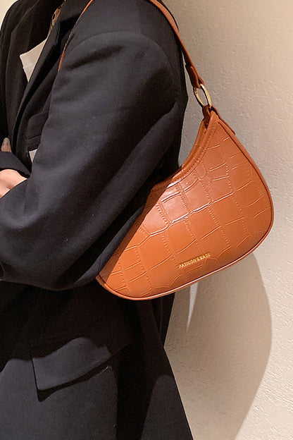 Black Croc Mini Hobo Bag