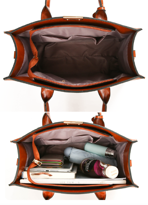 Genuine Leather Set Bag + 2 Wallets - Zayna