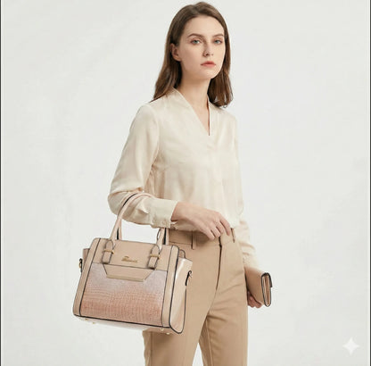 Bag and Wallet Kit in Genuine Leather - Croc