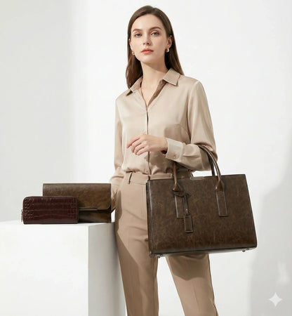 Genuine Leather Set Bag + 2 Wallets - Zayna