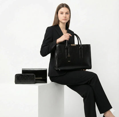 Genuine Leather Set Bag + 2 Wallets - Zayna