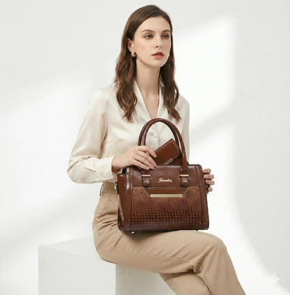 Bag and Wallet Kit in Genuine Leather - Croc