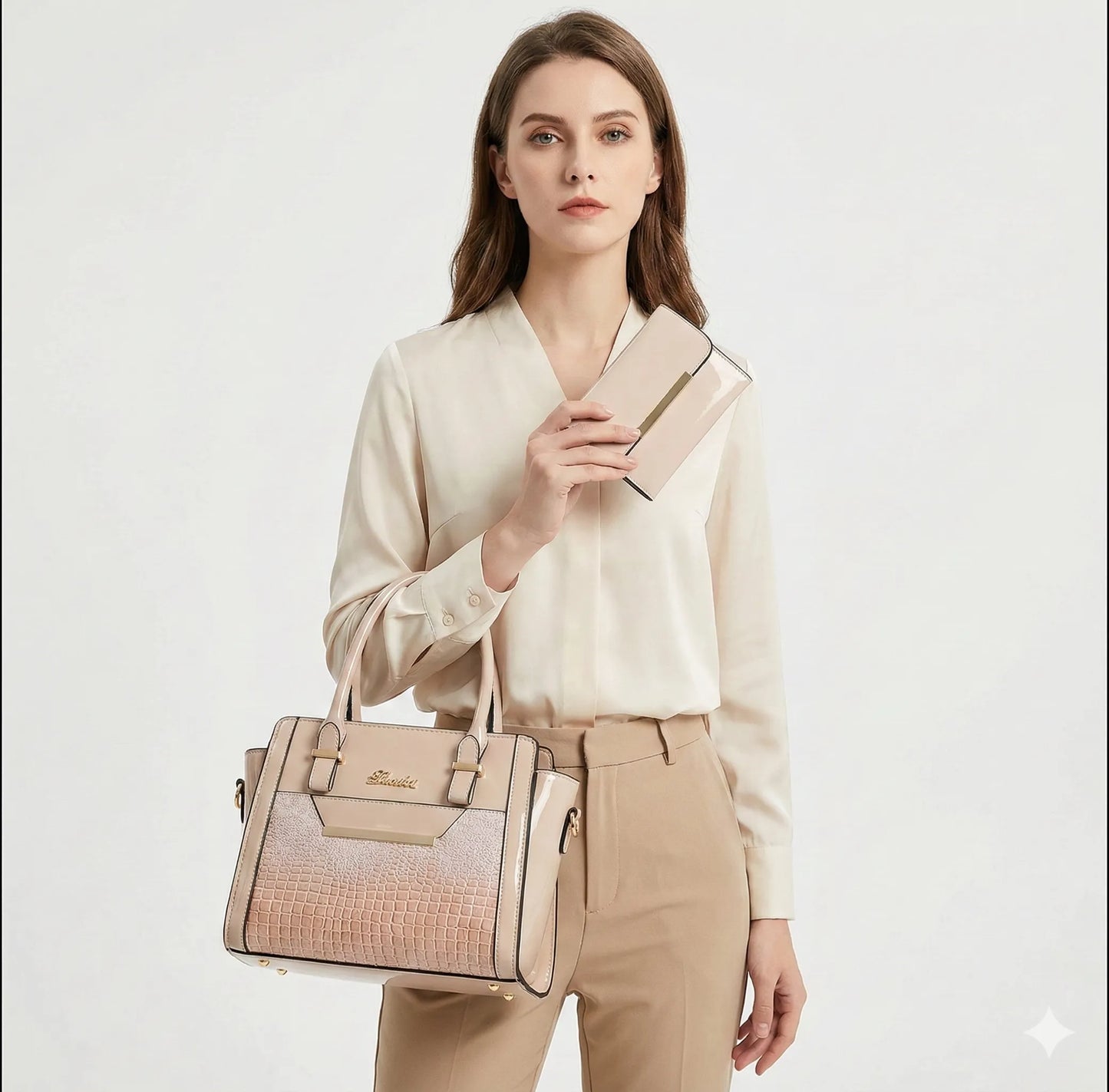 Bag and Wallet Kit in Genuine Leather - Croc