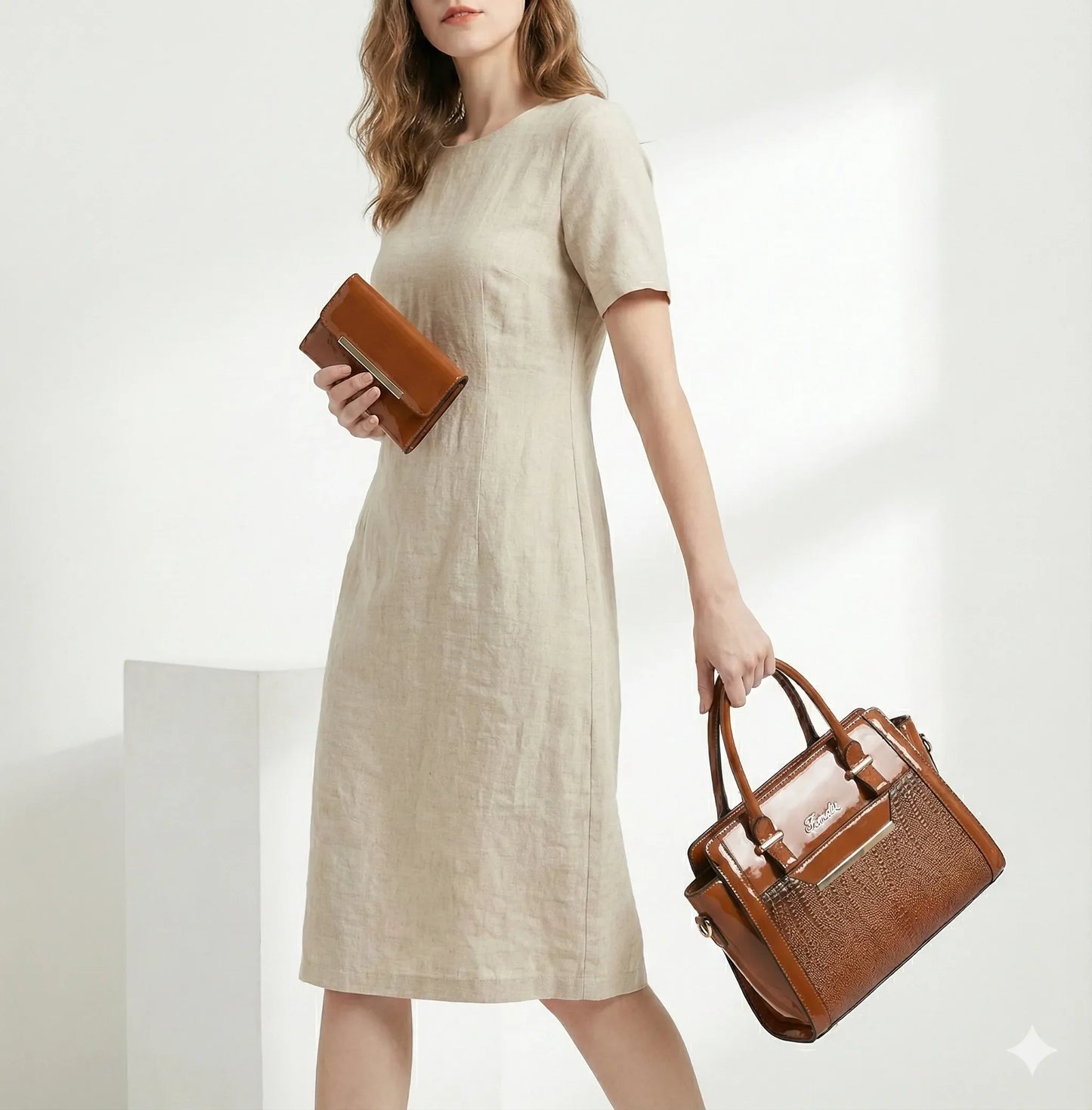 Bag and Wallet Kit in Genuine Leather - Croc