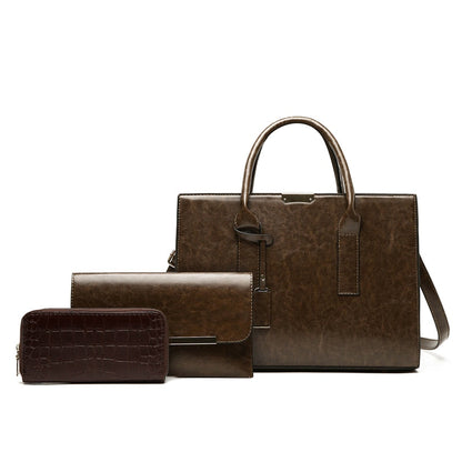 Genuine Leather Set Bag + 2 Wallets - Zayna