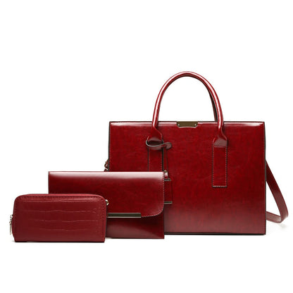 Genuine Leather Set Bag + 2 Wallets - Zayna