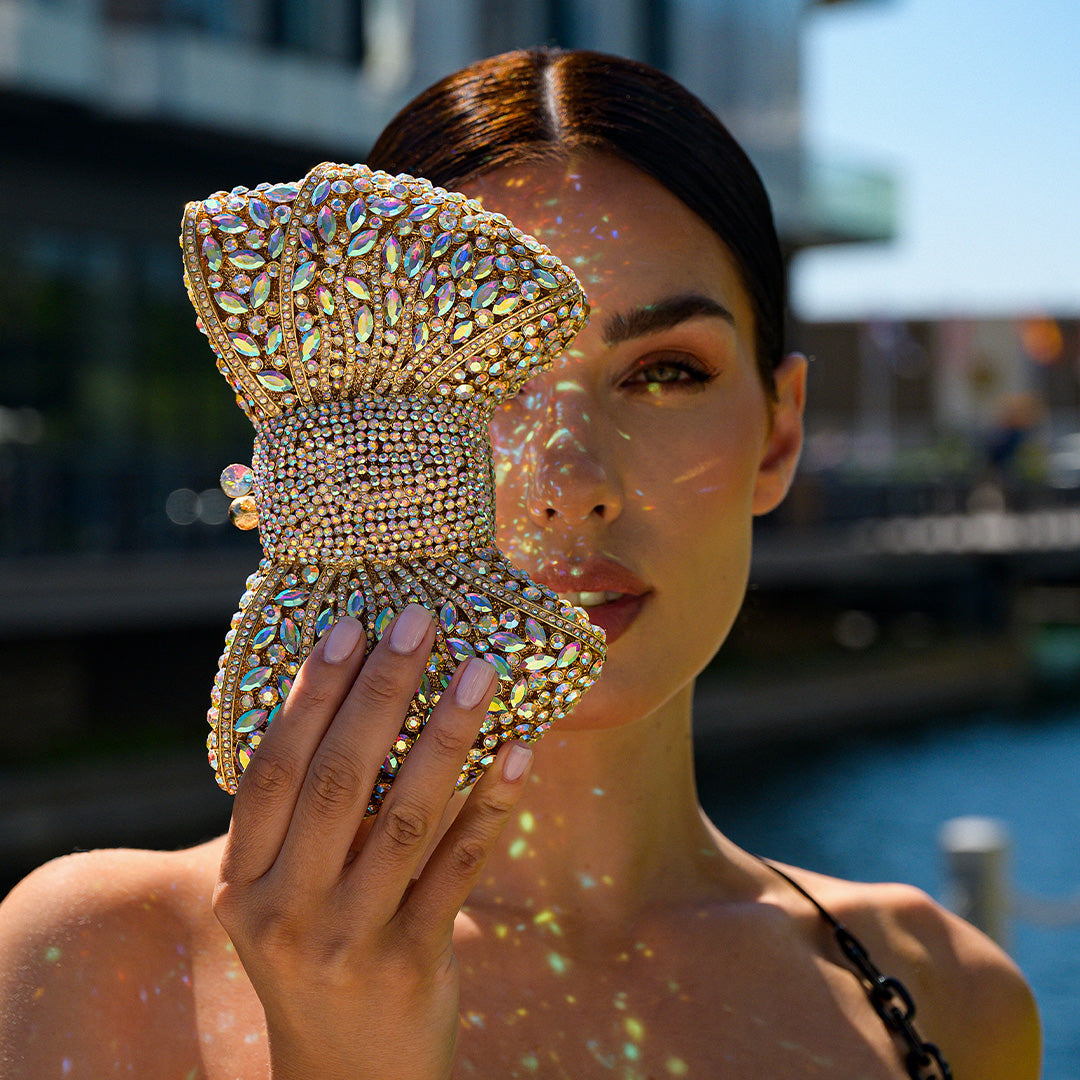 Bianca Bow Rhinestone Clutch Bag