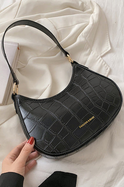 Black Croc Mini Hobo Bag