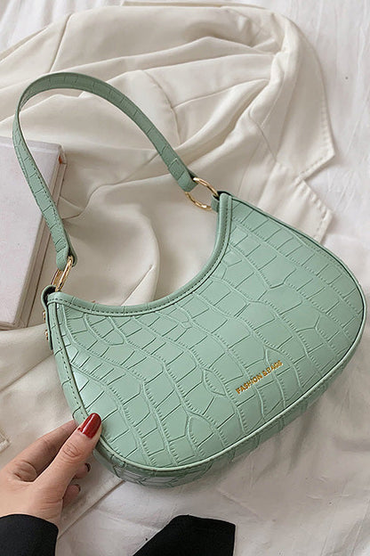 Black Croc Mini Hobo Bag