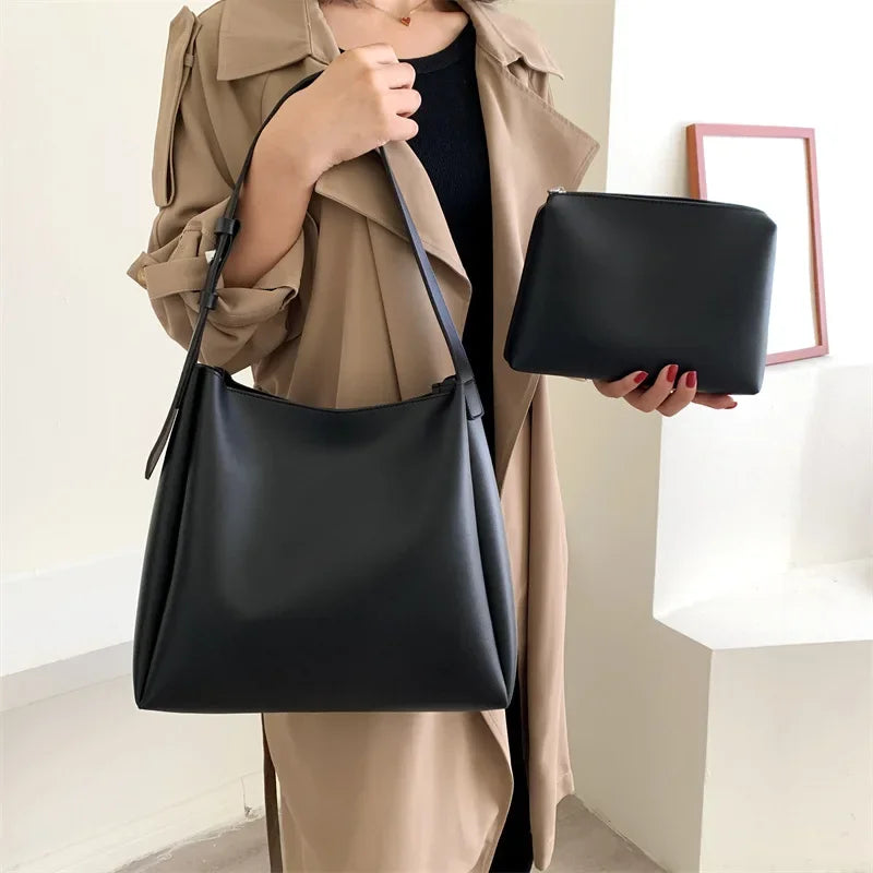 Genuine Leather Bag + Pouch - Glass